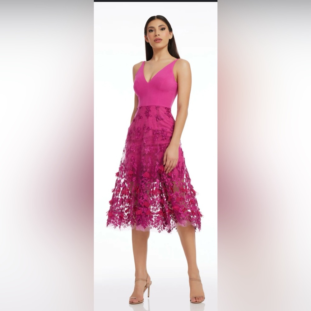 Dress the Population Fuchsia Zip-Up Dress Darleen NWT